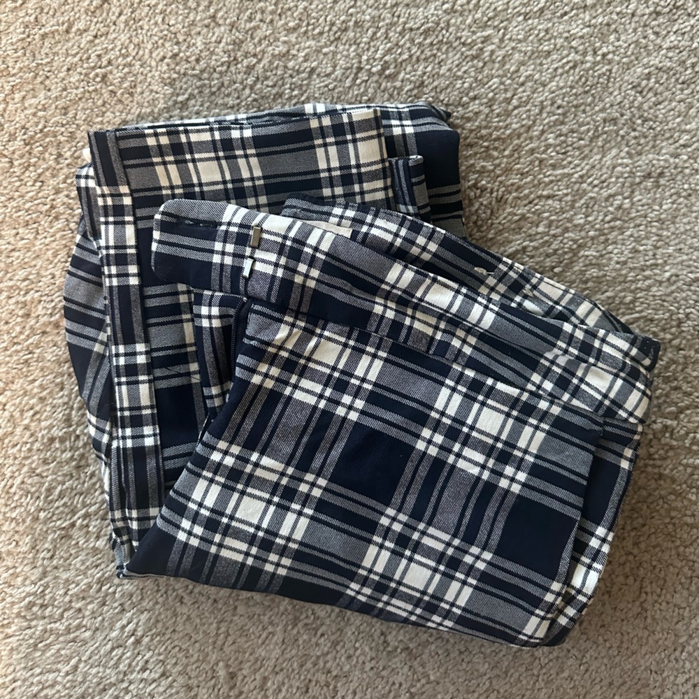 Plaid Navy and White Pants